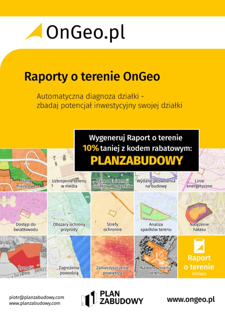 Kod rabatowy o treści: PLANZABUDOWY na OnGeo.pl to 10% zniżki na diagnozę działki