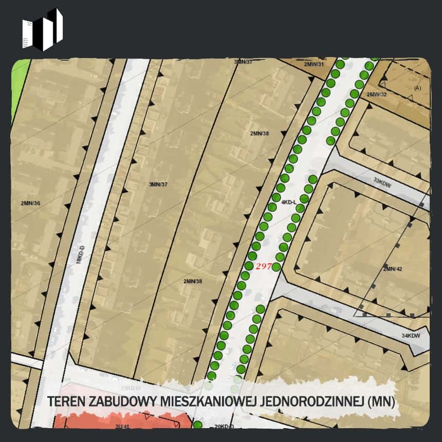 PLAN ZABUDOWY - TEREN ZABUDOWY MIESZKANIOWEJ JEDNORODZINNEJ - MPZP