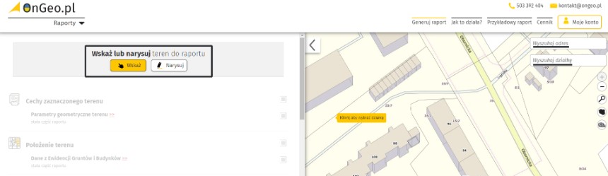 Użycie kodu rabatowego PLANZABUDOWY w raporcie o terenie  z poziomu konta w OnGeo - krok 4
