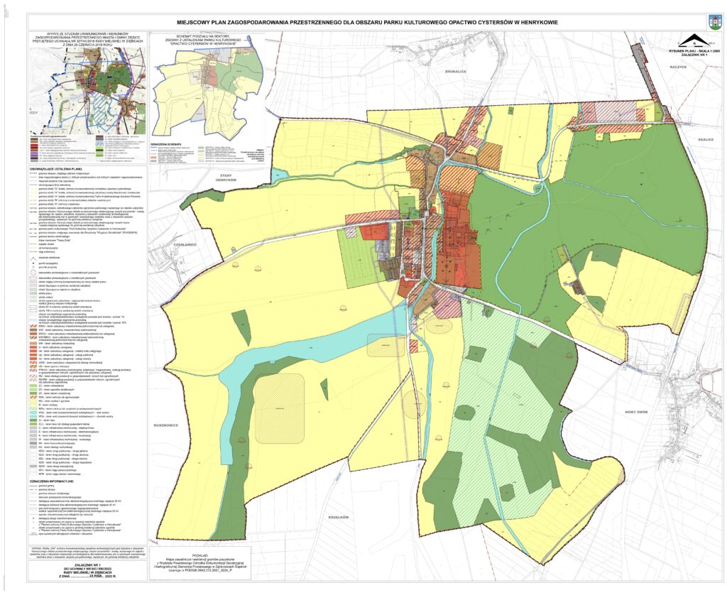 Grafika przedstawia projekt planu miejscowego miejscowości Henryków w gminie Ziębice