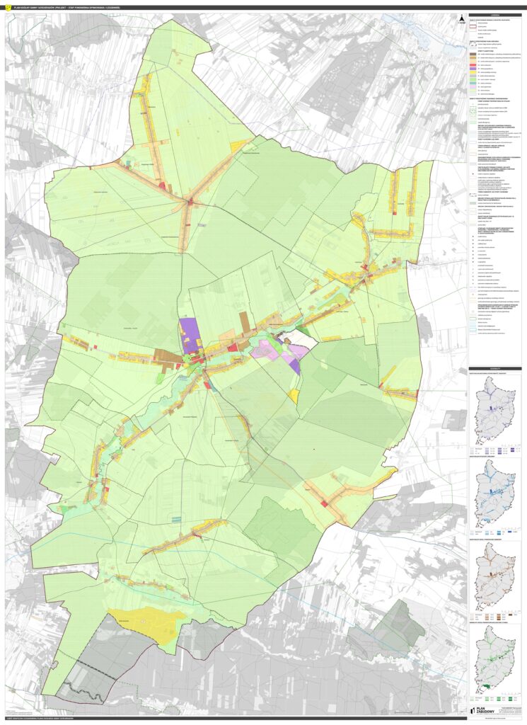Grafika przedstawia projekt planu ogólnego Gminy Gościeradów