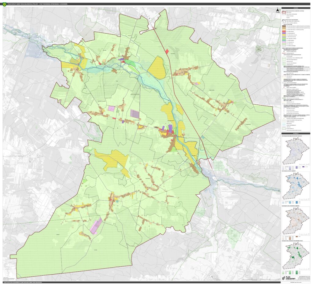 Grafika przedstawia projekt planu ogólnego Gminy Ruda Maleniecka